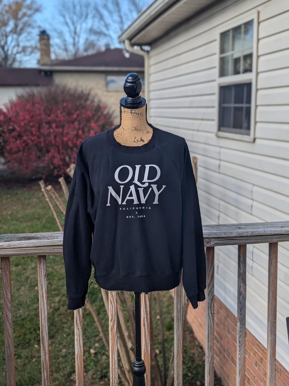 Old Navy Black Logo Crewneck Sweatshirt